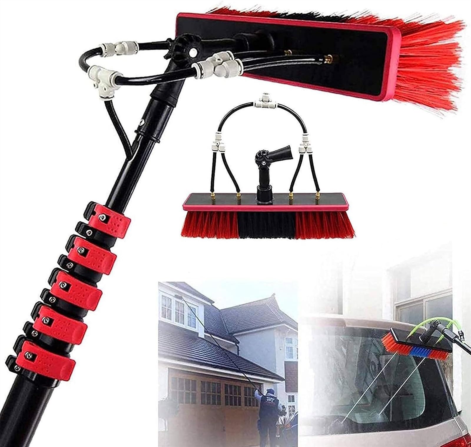GYEQXKT Telescopic Water Window Cleaning Brush - 11M/36.08ft Extendable Tool for Conservatory & Solar Panel Cleaning, Ideal for Efficient Streak-Free Shine