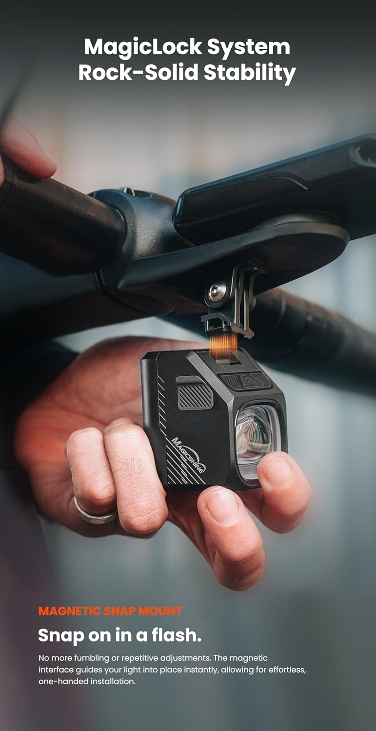 Magicshine EVO 1700 PRO Bike Light, 1700 Lumen Front Headlight with MagicLock Magnetic Mount & Remote Control, USB-C Rechargeable, 14H Runtime, IPX6 Waterproof, Low/High Beam for Road MTB Commuter