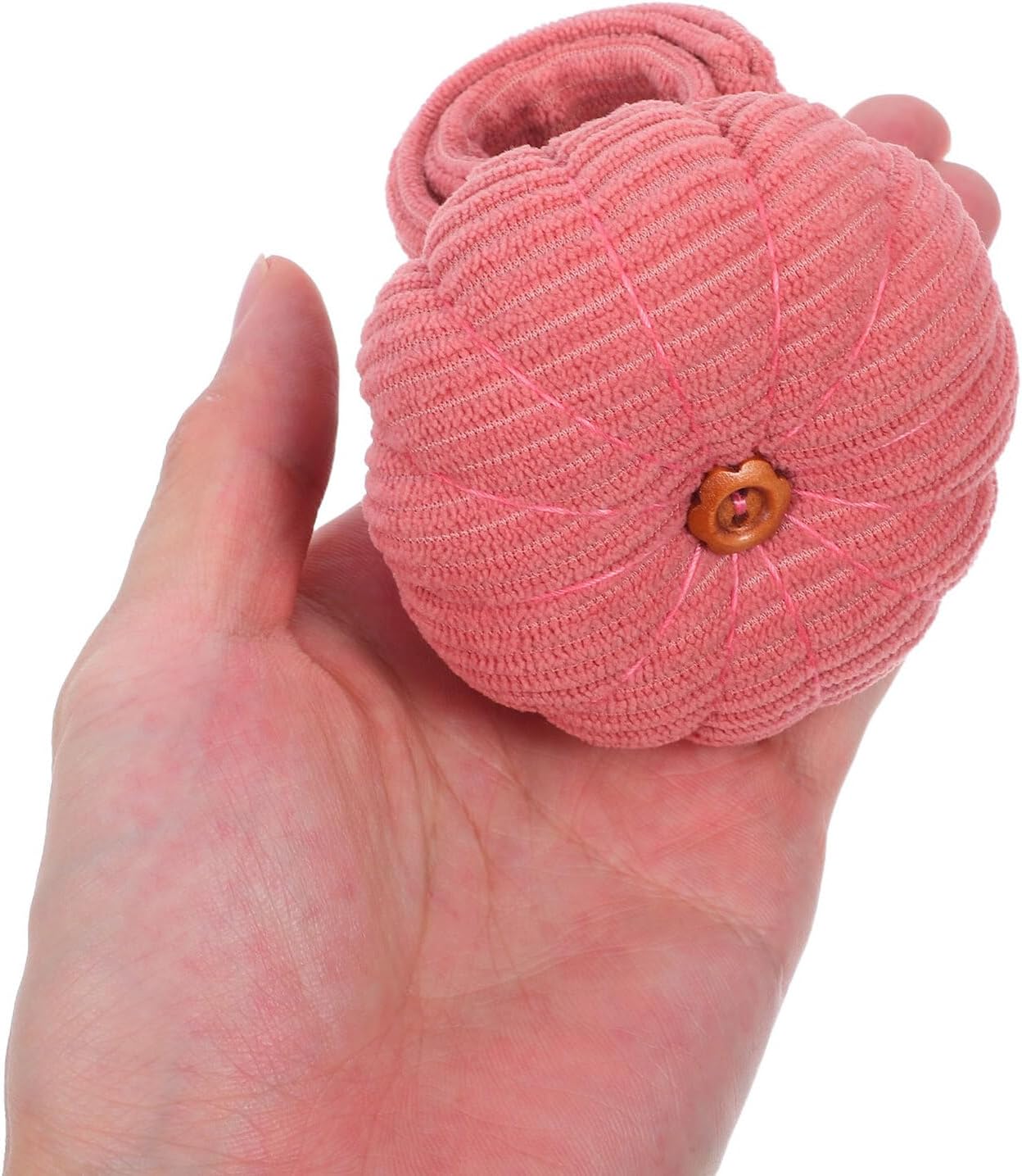 PLAFOPE Pumpkin Pincushion Set with Pink Corduroy Wristband and Ring Needle Holder for Sewing Quilting DIY Crafts, Wearable Pin Cushion for Needlework Projects