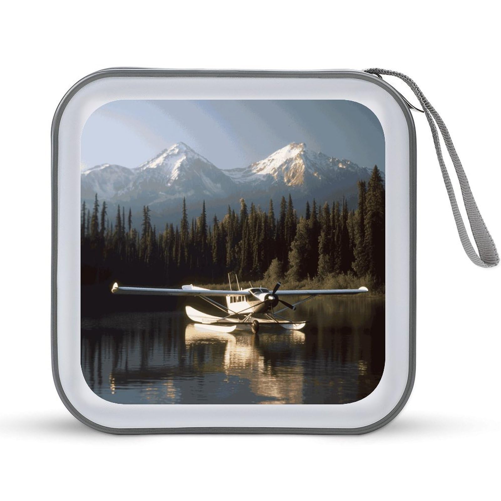 VstaDank Airplane on Lake CD Case with Hand Strap Lightweight DVD Wallet Holder 40 Capacity CD/DVD Case Wallet Protective CD Wallet CD/DVD Portable Storage Binder for Car Home Office