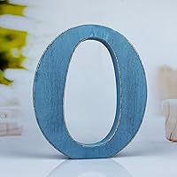 Vista 23 de Letras de madera azul rústica de 6 pulgadas, letras de madera sin terminar para pared, letras decorativas azules retro de pie, decoración de tablero