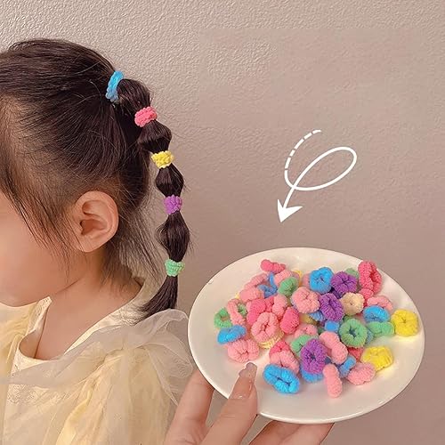 Miniatura 4 de 200 bandas elásticas para el cabello de flores para niñas, mini bandas para el pelo multicolor, sin costuras, bandas de goma pequeñas, accesorios