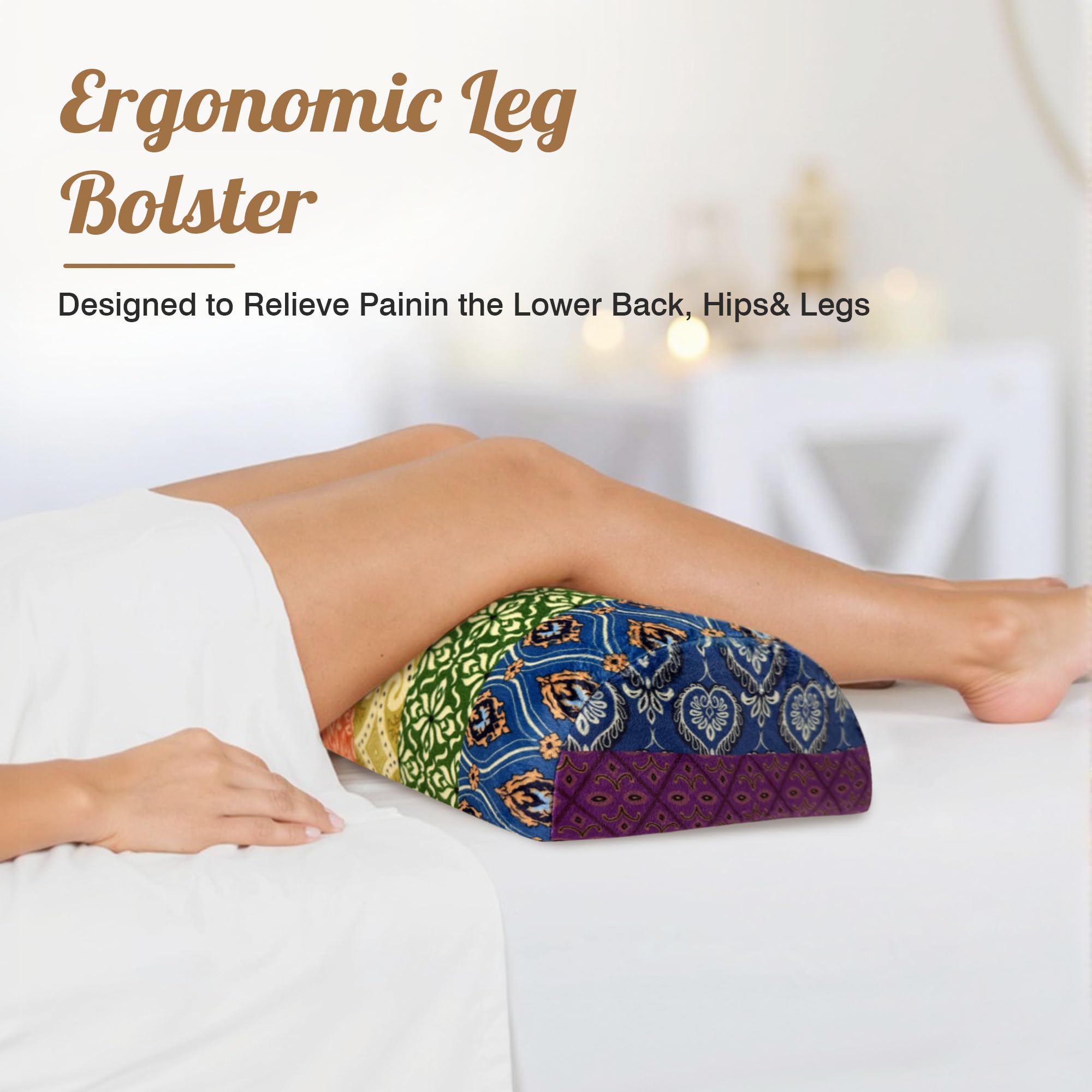 Almohada de rodilla para dormir de espalda, almohada de media luna para debajo de la rodilla mientras duermes, alivio del dolor de piernas y espalda (22 x 9 x 5 pulgadas)