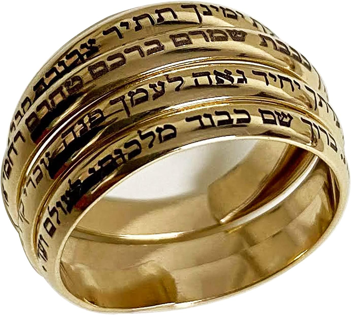 Kabbalah Ana Bekoach Hebrew Engraved Adjustable Ring for Women and Men Gold Filled