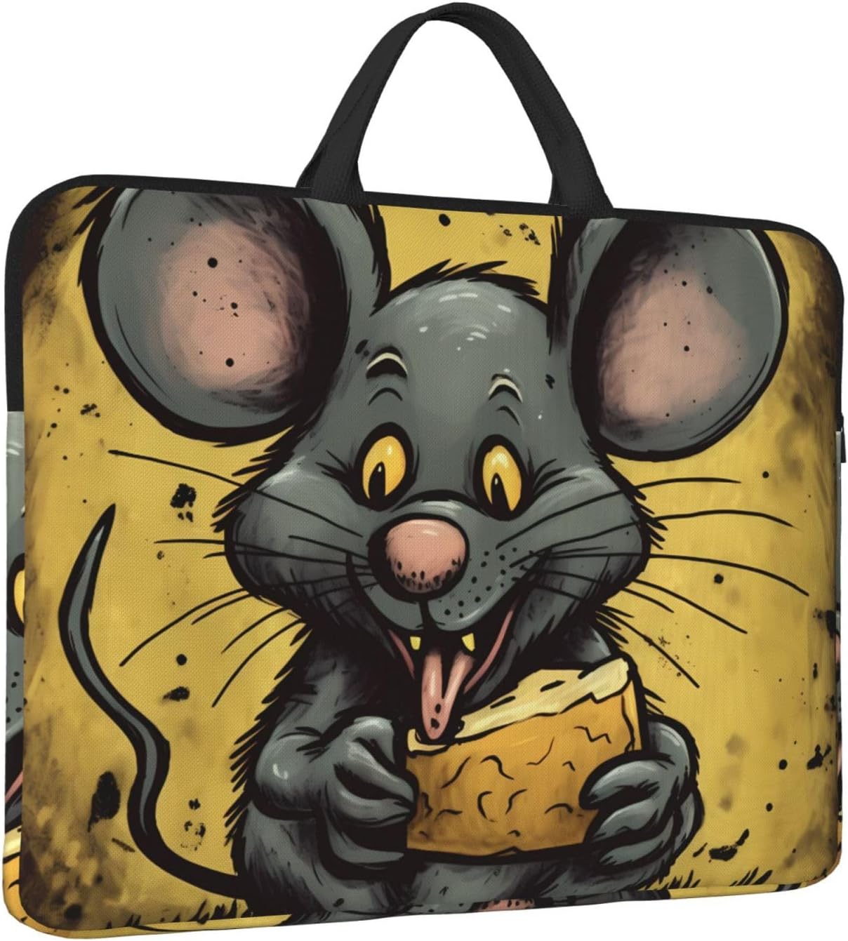 Laptop Sleeve 14 Inch Shockproof Rat Eats a Piece of Cheese Briefcase Computer Bag with Handle