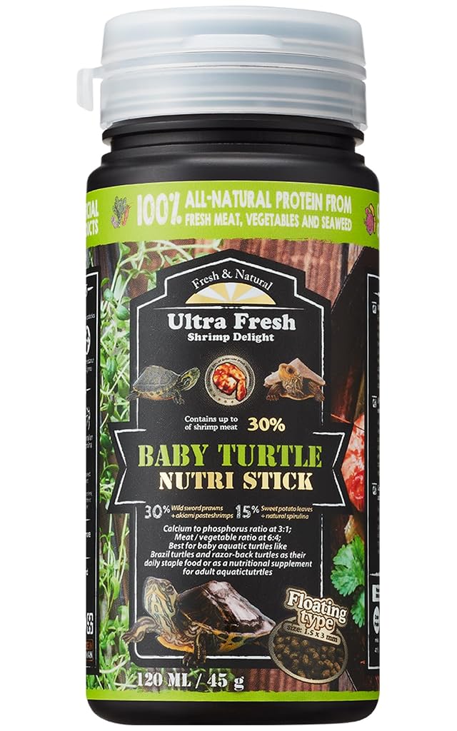Ultra Fresh Floating Baby Turtle Food All Natural Ingredients Wild Sword Prawn Calcium Vitamin D Enriched for Picky
