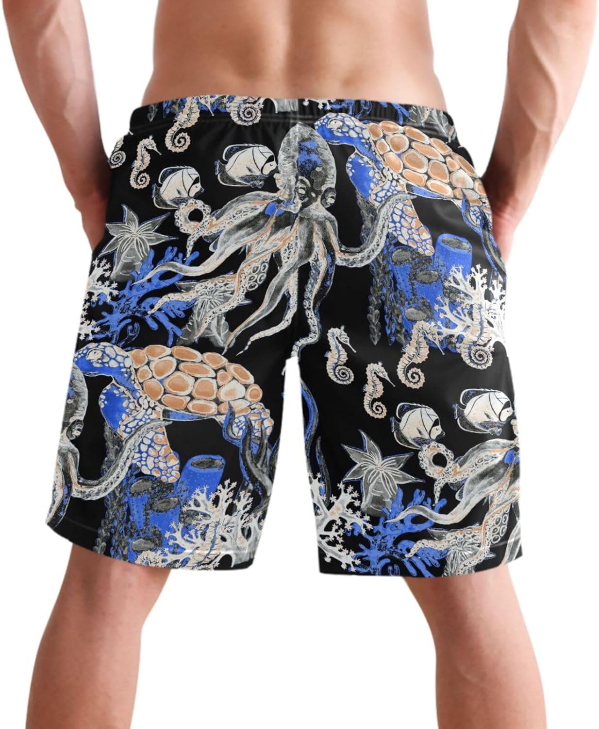 visesunny Stylish Summer Mens Swim Trunks Quick Dry Beachwear Sports Swim Board Shorts Holiday Party Bathing Suits