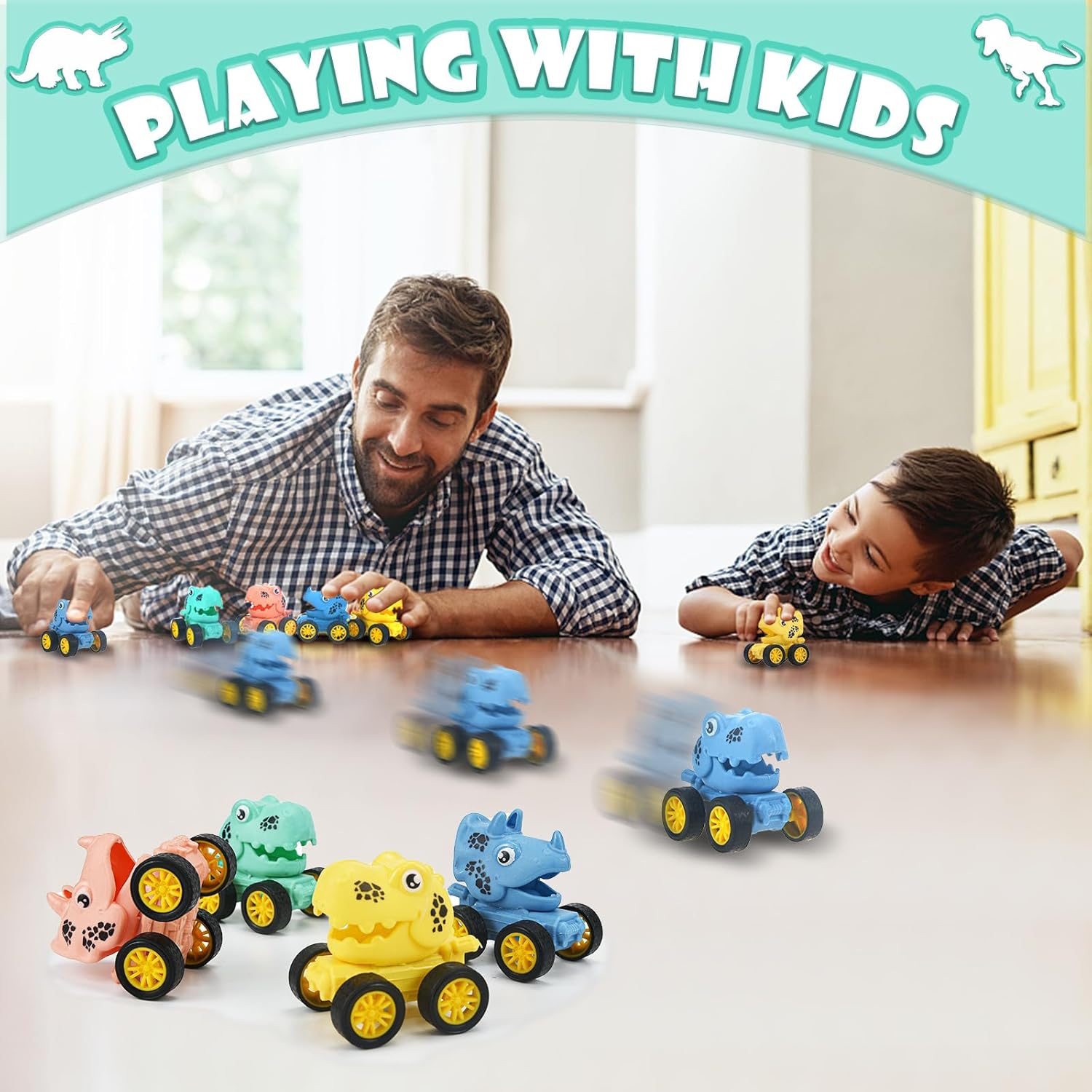 16Pcs Dinosaur Pull Back Cars Set for Kids Toddler, Bulk Mini Dinosaur Party Favors, Pinata Fillers, Goodie Bag Stuffers, Classroom Prizes,Dinosaur Toys for Kids 3-5 (Dinosaur Cars)