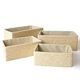 Storage Baskets Set 4 - Stackable Woven Basket Paper Rope Bin, Storage Boxes for Makeup Closet Bathroom Bedroom (Beige)