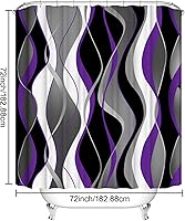 Vista 6 de beifivcl Juego de 4 cortinas de ducha moradas con alfombras antideslizantes, cubierta para tapa de inodoro y tapete de baño, juego de accesorios