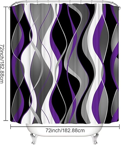 Miniatura 6 de beifivcl Juego de 4 cortinas de ducha moradas con alfombras antideslizantes, cubierta para tapa de inodoro y tapete de baño, juego de accesorios de