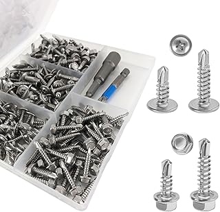 200PCS #8 Sheet Metal Screws Set 410 Stainles...,