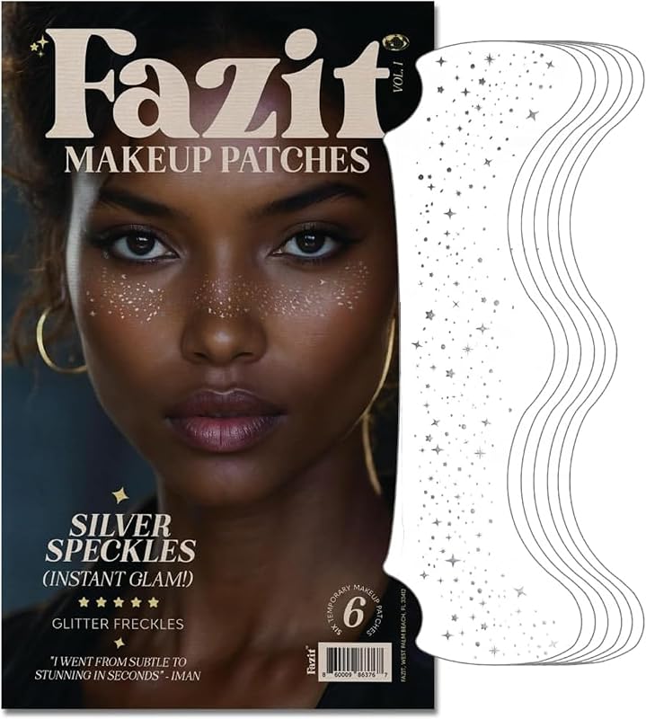 Fazit Silver Speckles – Adesivos de maquiagem com efeito de sardas prateadas, 6 unidades