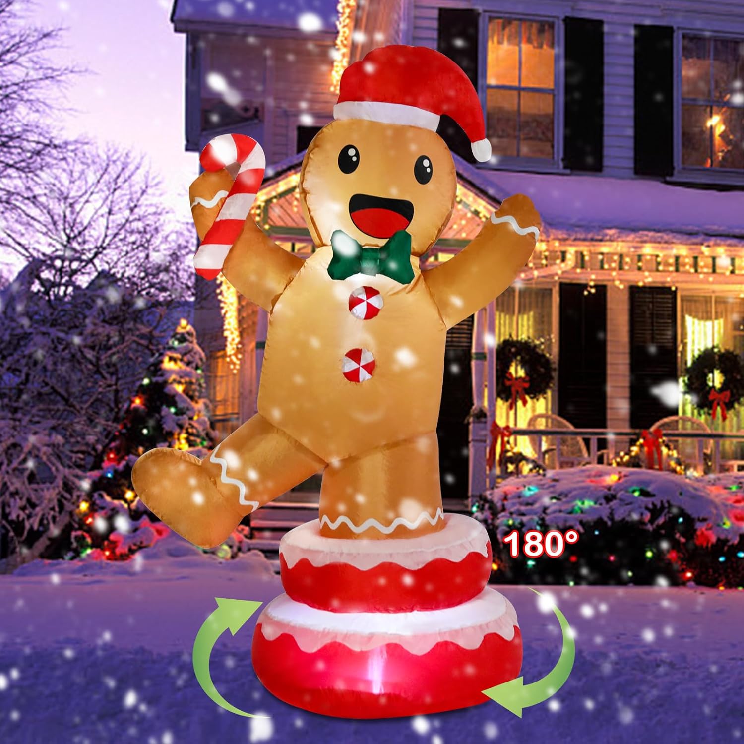 MUMTOP 7 FT Christmas Inflatable Outdoor Snowman in Snow Globe, Blow Up Yard Decoration with LED Lights Built-in for Holiday, Party, Xmas, Yard, Garden