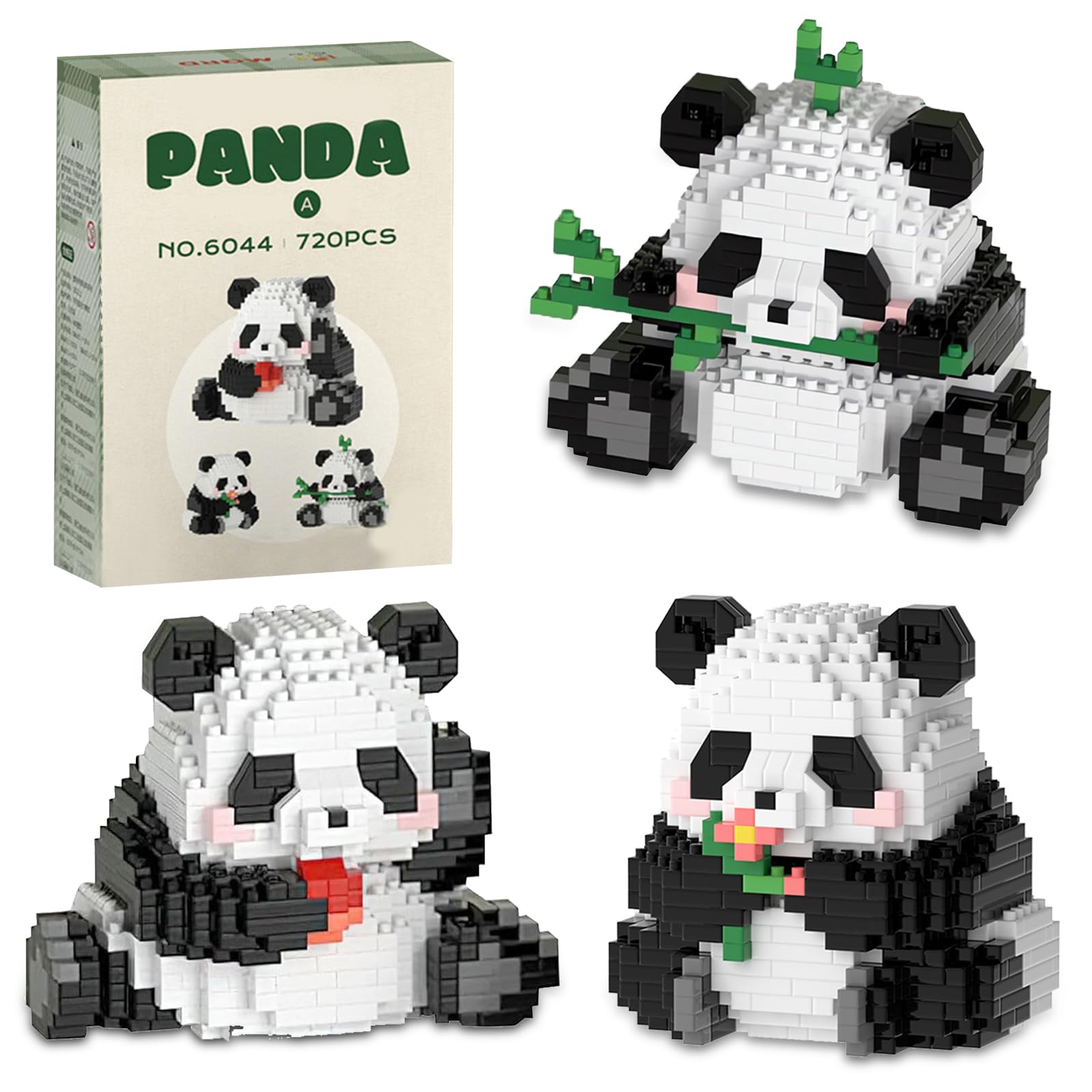 3 en 1 Panda Building Blocks, 720 Piezas Juego de Bloques de Construcción, Mini Building Blocks, Lindos Bloques de Construcción de Animales para Adultos, Niños a Partir de 8 Años