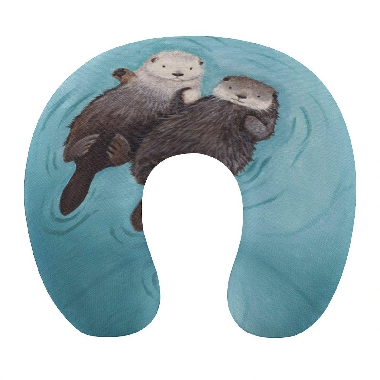 VstaDank Otters Holding Hands Neck Pillow Soft Comfortable Travel U Shaped Pillows Portable Pillows for Shoulder Memory Foam Head Support Pillow for Airplane Car Home Office