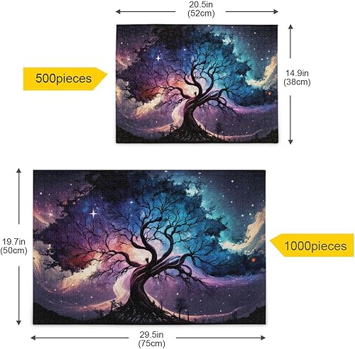 Miniatura 5 de Rompecabezas de galaxia y árbol, material compuesto de madera de papel, con bolsa de almacenamiento e imagen de referencia, fácil de resolver,