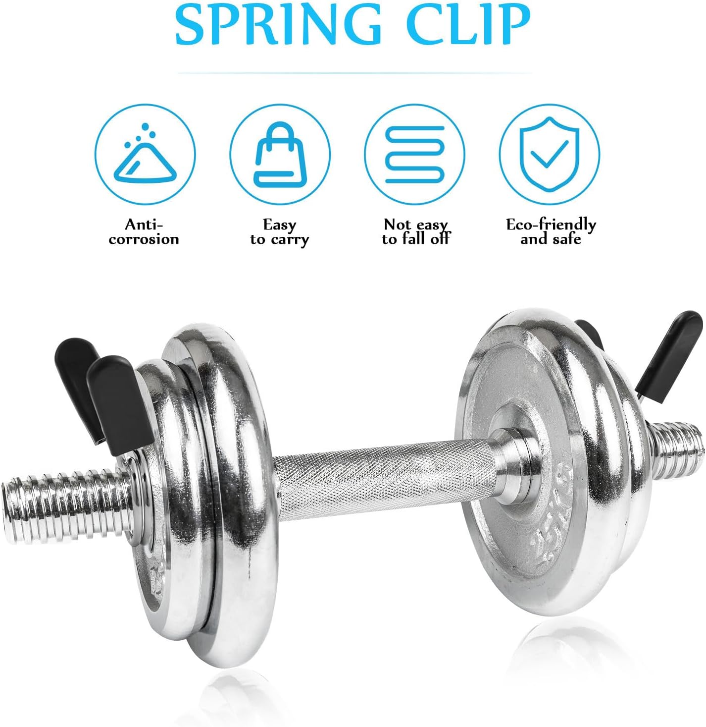 12 Pcs Spring Clip Collars for Dumbbell and Barbell with Stainless Steel Material, Non-slip and Sturdy Design, for Gym and Personal Fitness Weightlifting