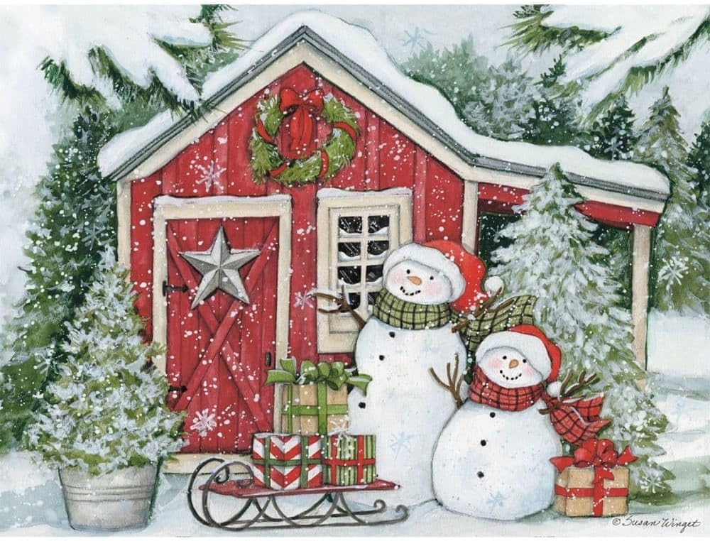 Lang, Snowman's Farmhouse Popup Card