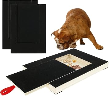 Dog Nail Scratch Board File,Wooden Dog Nail File Board with Built-in Snack Box Sandpaper Puppy Nail Grinding Pad Scratcher Alternative to Dog Nail Clippers & Grinders With 2 replacement stickers