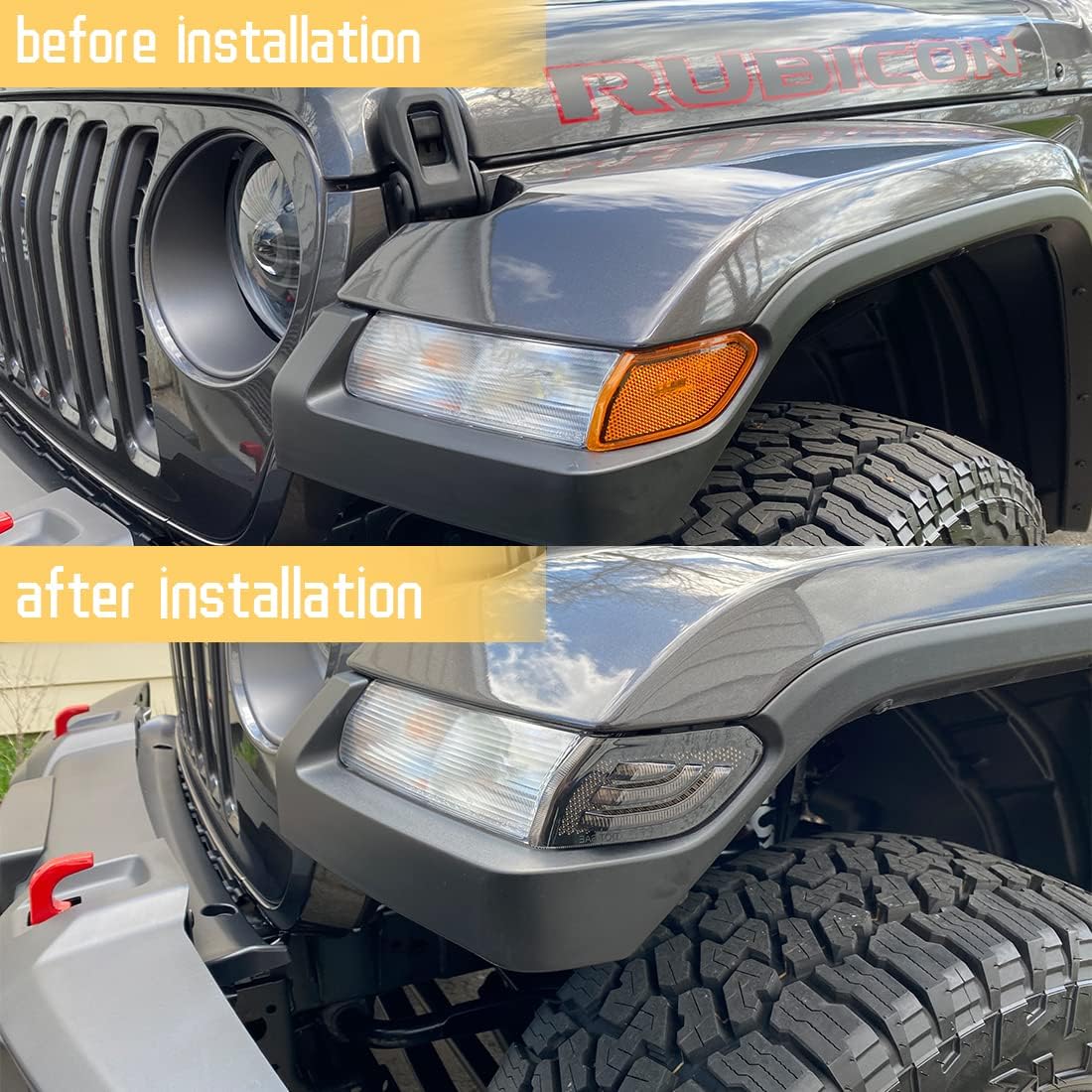 LED Front Fender Side Marker Lights Turn Signal Lamp for Jeep 2018-2022 Wrangler JL JLU & 2020-2022 Gladiator JT Truck