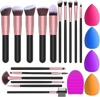 16-Piece Makeup Brush Set + Four Powder Puffs...