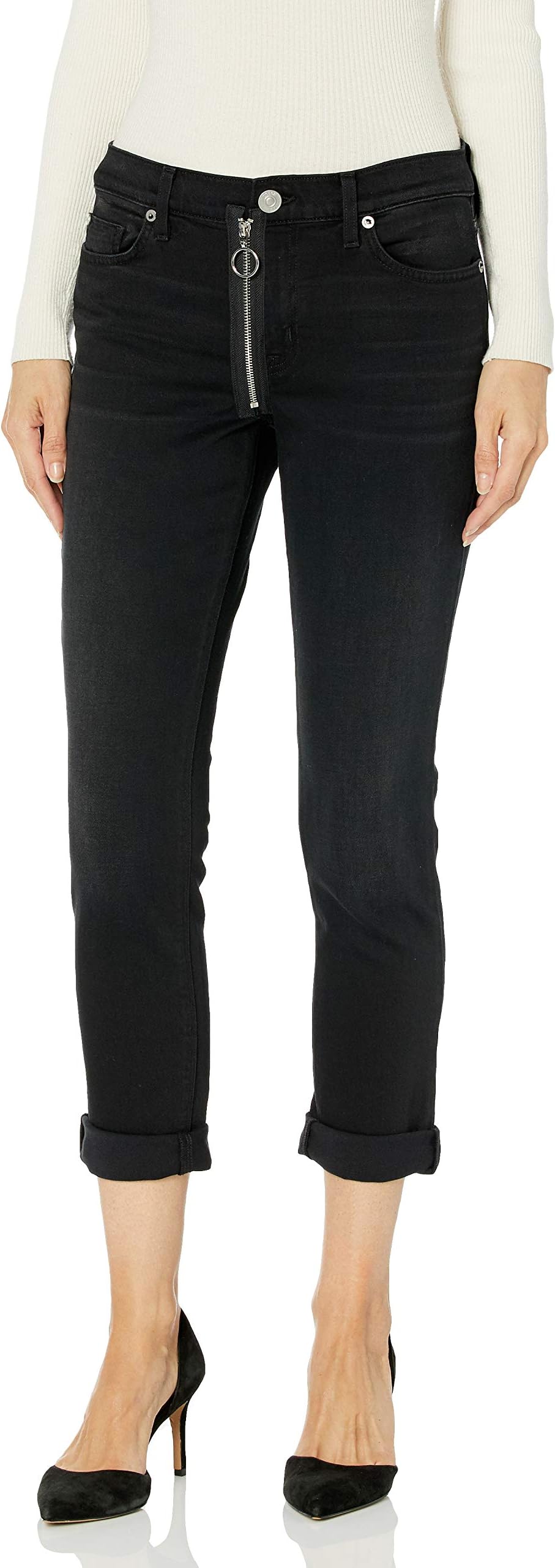 Hudsonwomens Riley Crop Relaxed Straight Jean With Exposed Zipper Jeans