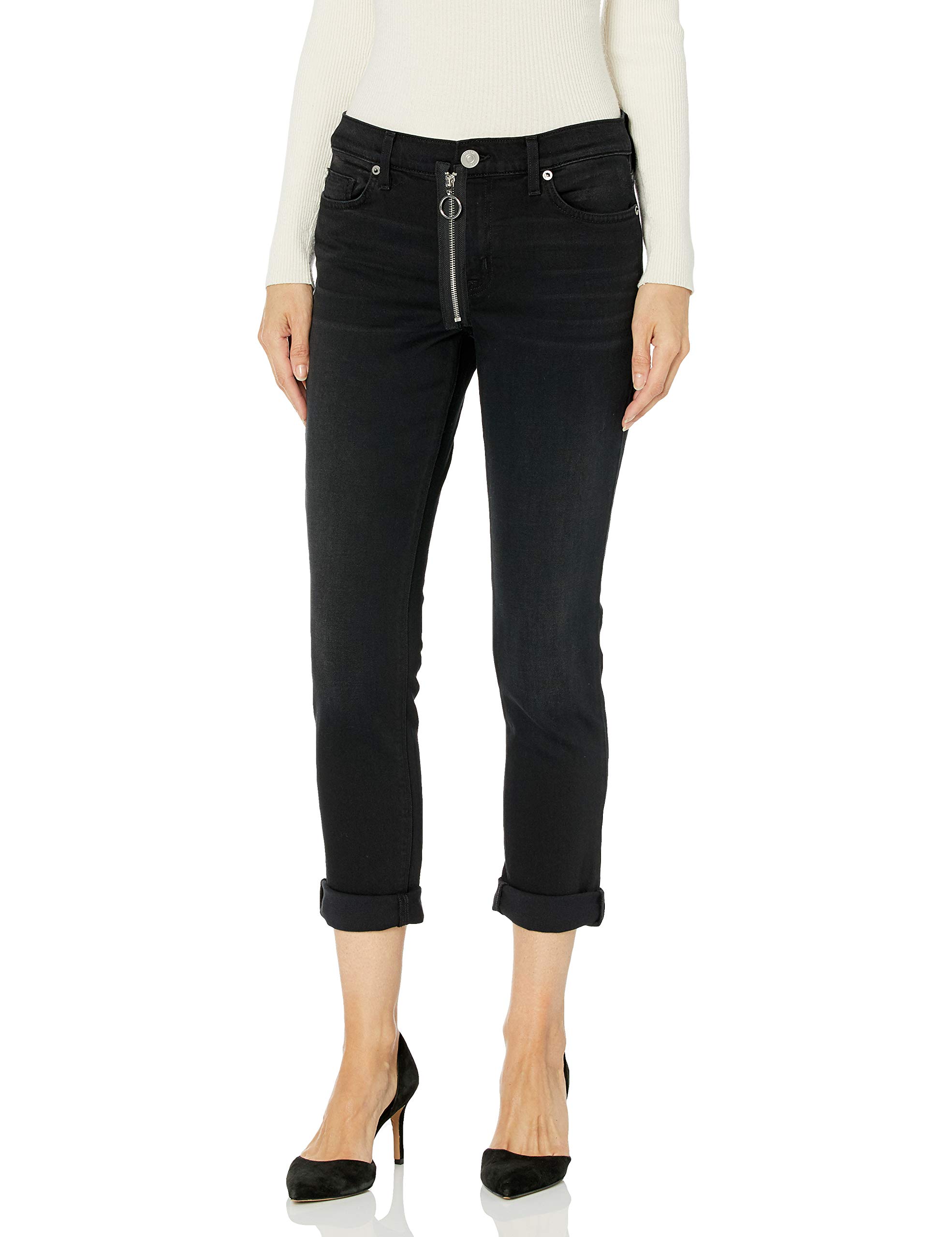 Hudsonwomens Riley Crop Relaxed Straight Jean With Exposed Zipper Jeans