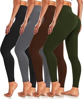 4 Pack Leggings for Women Butt Lift High Waisted Tummy Control No See-Through Yoga Pants Workout Running Leggings
