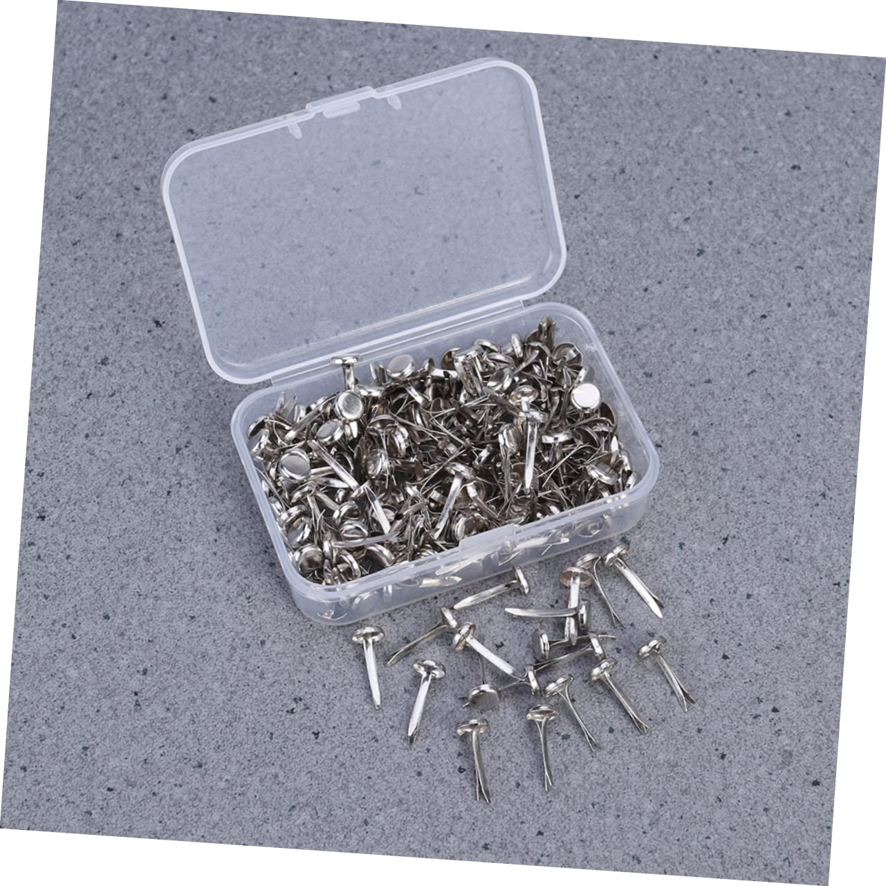 Veemoon 200pcs Electroplated Nails for Crafts Brads Fastener Set Round Metal Brads Storage Box DIY Supplies