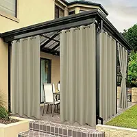 BONZER Cortinas impermeáveis ao ar livre para pátio varanda pérgola cabana filtragem de luz ilhós privacidade painéis de cortina interna para quarto sala de estar, 1 painel, 137 L x 213 cm C, Taupe