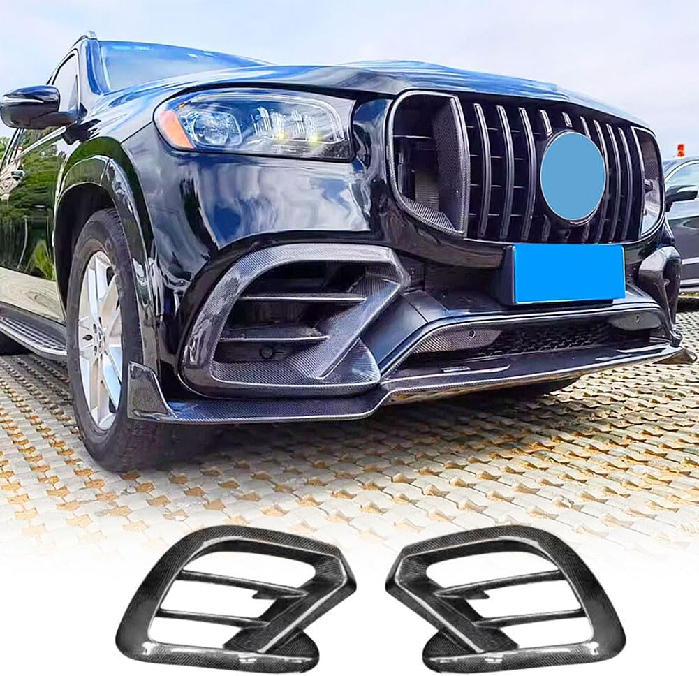 Carbon Fiber Front Bumper Air Vent Outlet Covers for Mercedes Benz X167 GLS63 AMG 2020-2025 Front Fog Lamp Grill Air Vent Cover