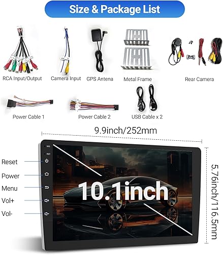 Miniatura 7 de Estéreo inalámbrico de doble DIN de 10.1 pulgadas con Apple CarPlay y Android Auto, radio de coche con pantalla táctil HD, Bluetooth 5.1, 4+64GB,