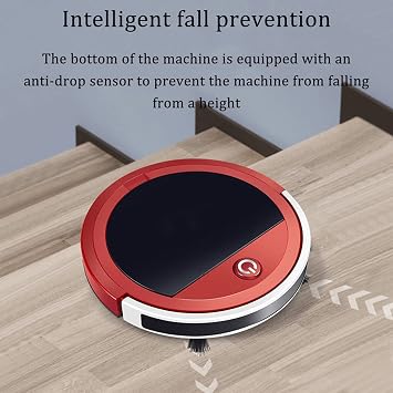 Robot Vacuum Cleaner 2-in-1 Sweep and mop Max Suction Power Super Slim Quiet Automatic Self-Charging Robotic Cleaners Cleans Hard Surface Floors and Carpets Easy Schedule Cleaning Red (Red)