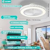 IZOWE Ceiling Fan 48 cm LED Ceiling Fan 6 Speeds 3 Colour Dimmable Reversible Ceiling Fan Modern Speaker Ceiling Fan with Remote Control Bedroom Living Room - 2
