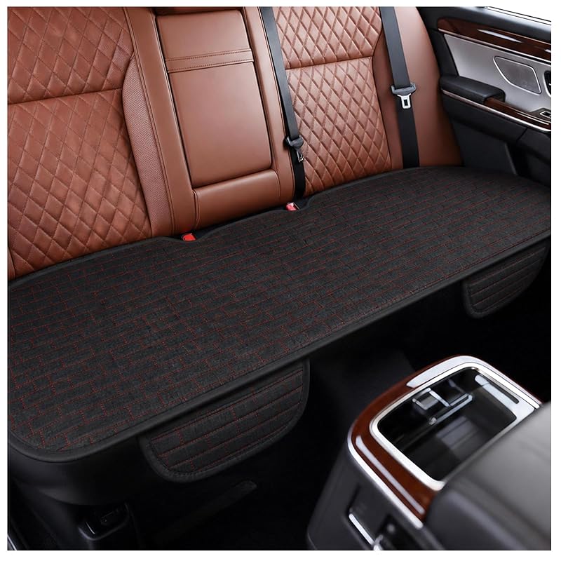 Capa para Banco Traseiro de Carro TSIEBRV em Linho com Bolsos, Antiderrapante, Preta/Vermelha