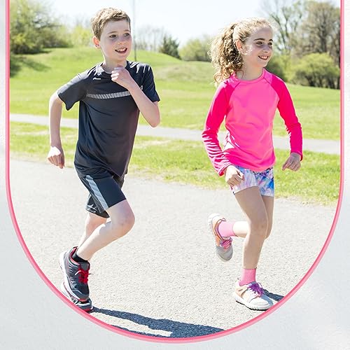 Miniatura 5 de Haysandy 4 piezas2 pares de tobilleras de compresión para niños, calcetines elásticos de compresión para niños, tobilleras de punto para trotar,