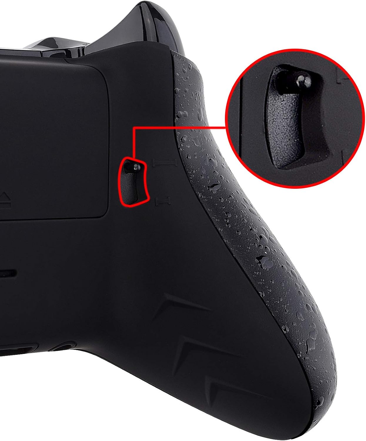 eXtremeRate FlashShot Trigger Stop Bottom Shell Kit for Xbox One S & One X Controller, Redesigned Back Shell & Textured Black Handle Grips & Hair Trigger for Xbox One S X Controller Model 1708