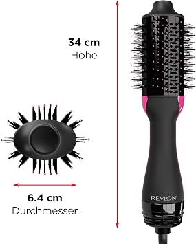 Revlon Salon One-Step Hair Dryer and Volumiser for Medium to Short Hair (One-Step 2-in-1 Styling Device IONIC and CERAMIC Technology Multiple Heaters) RVDR5282UKE Black