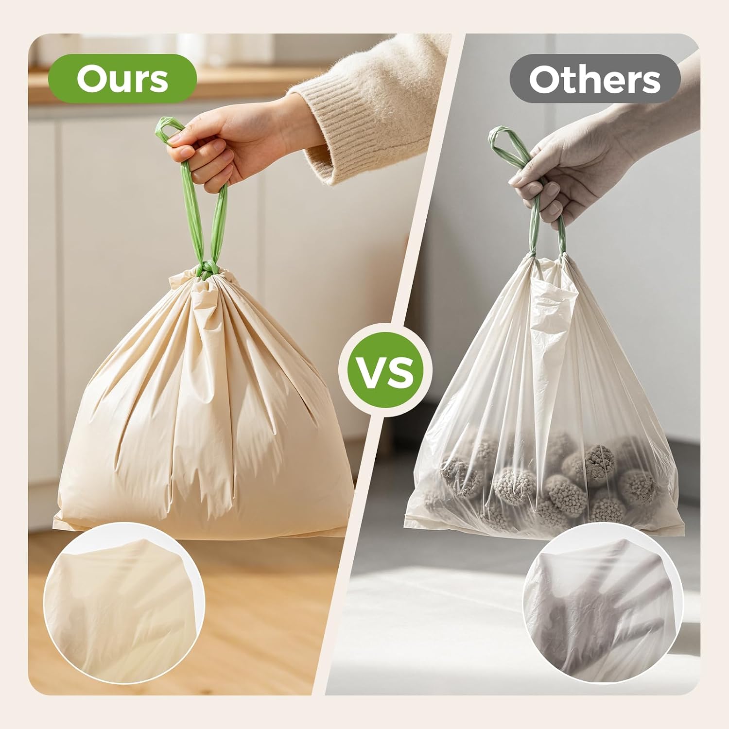60 Pack Cypcat Replaced Waste Bags-3 Rolls, Cat Litter Waste Receptacles Bags for M3 Pro Open-Top Self-Cleaning Cat Litter Box