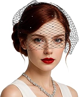 1920s White Veil Headband, Birdcage Veil Flapper Fascinator Mesh Vintage Lace Blusher Veils for Women Funeral Veils