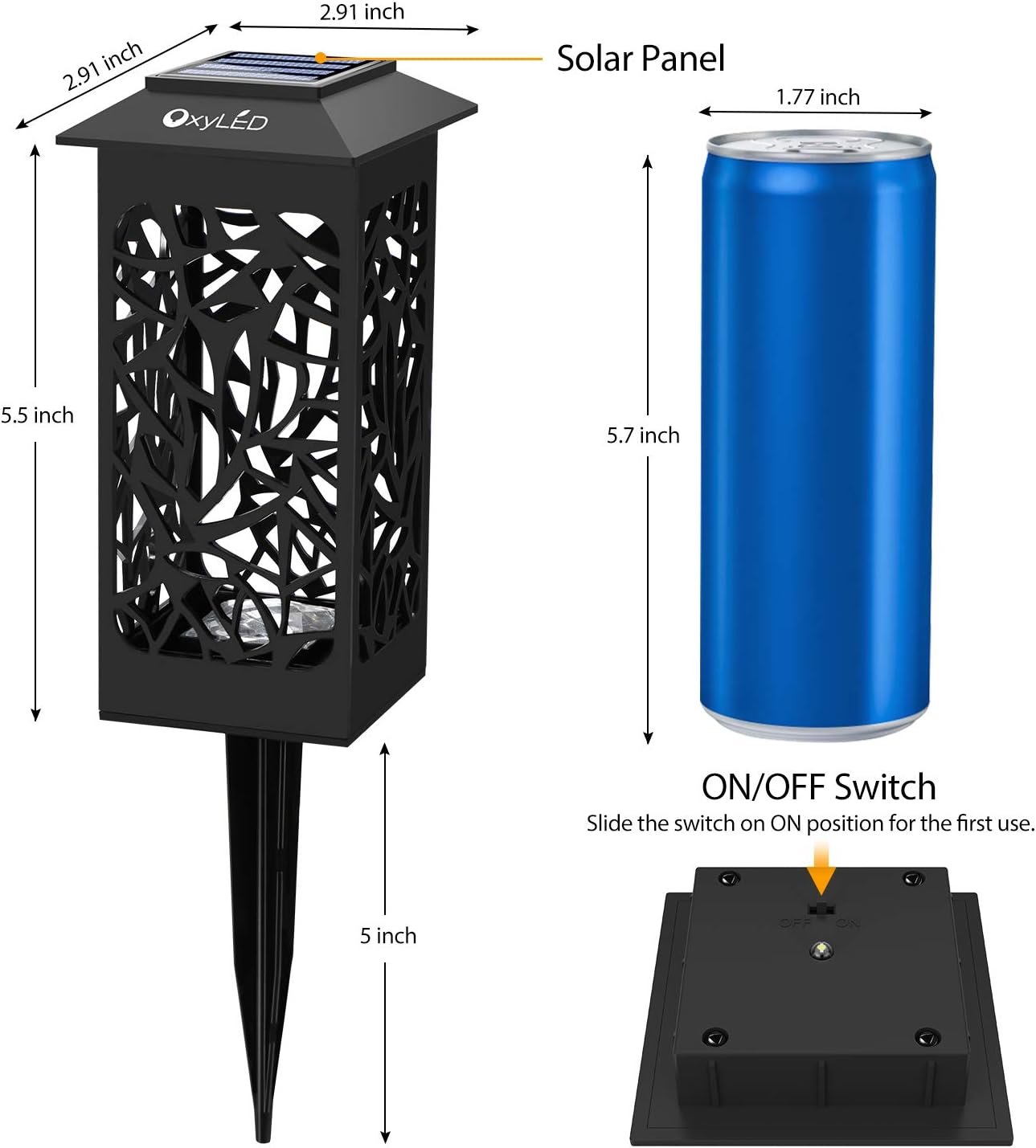 OxyLED Solar Path Lights Outdoor, 8 Pack LED Garden Pathway Lights Solar Powered, Decorative Landscape Lighting Security Light Auto On/Off Dusk to Dawn for Lawn, Patio, Yard, Halloween, Christmas