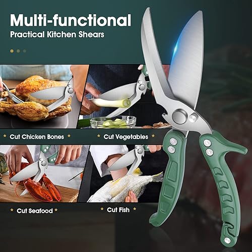 Vista 32 de DRAGON RIOT Tijeras de aves de corral resistentes, tijeras de cocina imprescindibles para cortar pollo y carne, aptas para lavavajillas e Borgoña