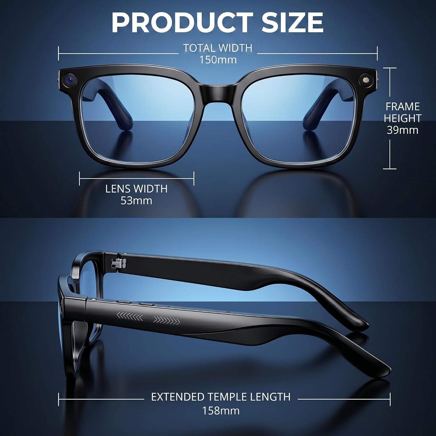 AI Smart Glasses with Camera, 4K HD Video Audio Recording, 164+ Languages Real-Time Translation Bluetooth Sunglasses, AI Voice Assistant, Photochromic Lenses，Voice Control Smart Glasses for Men Women