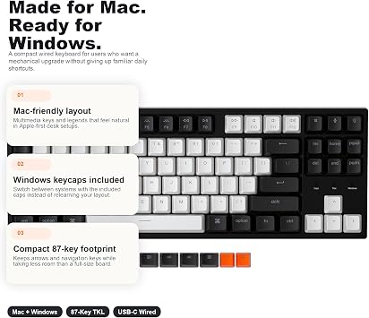 Keychron C1 Wired TKL Keyboard Gateron G Pro Brown White Backlight