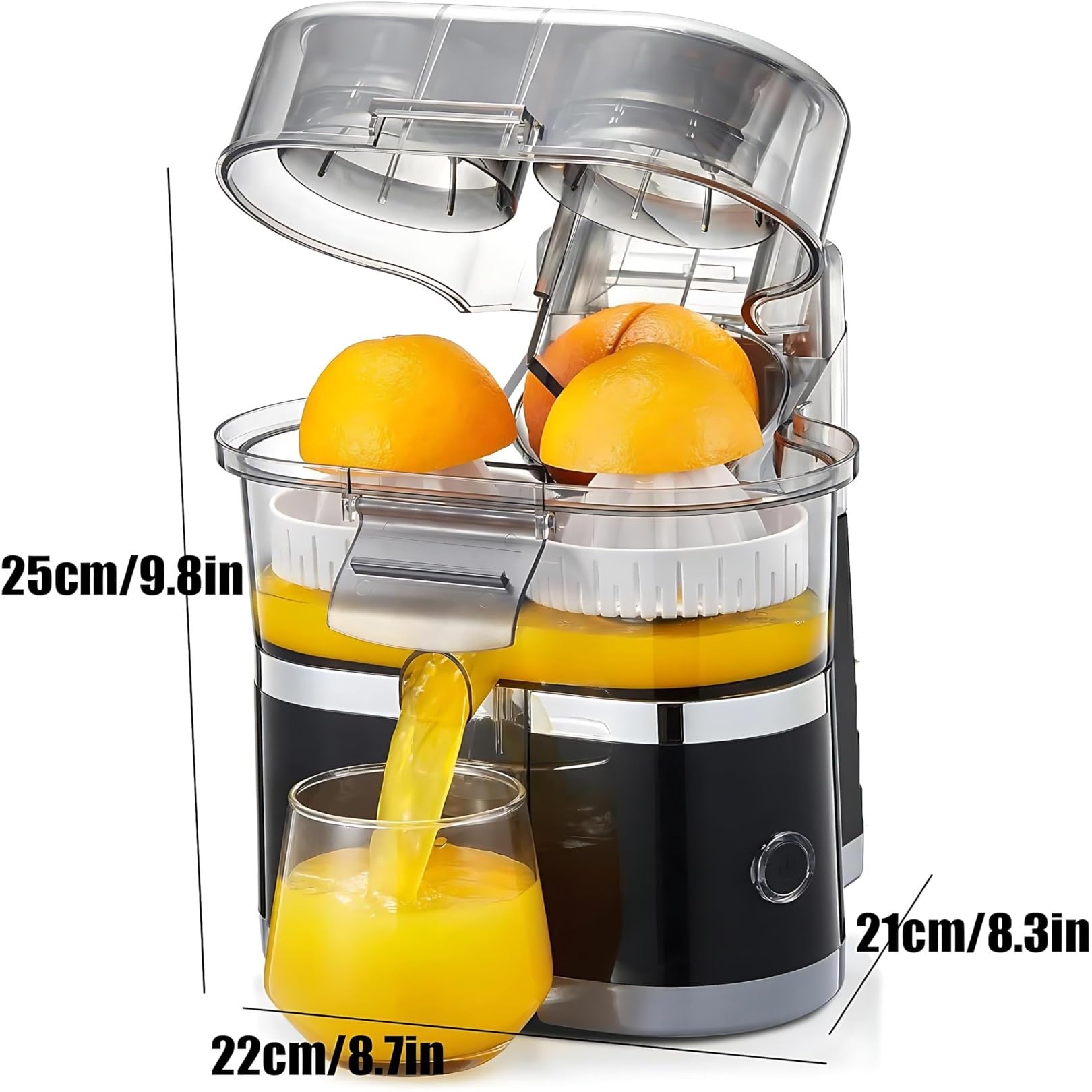 Podwójna Elektryczna Wyciskarka Do Cytrusów O Pojemności 400 Ml, Podwójna Wyciskarka, Odłączany Design, Wbudowana Krajalnica Do Cytrusów, Do Cytryn, Pomarańczy silver