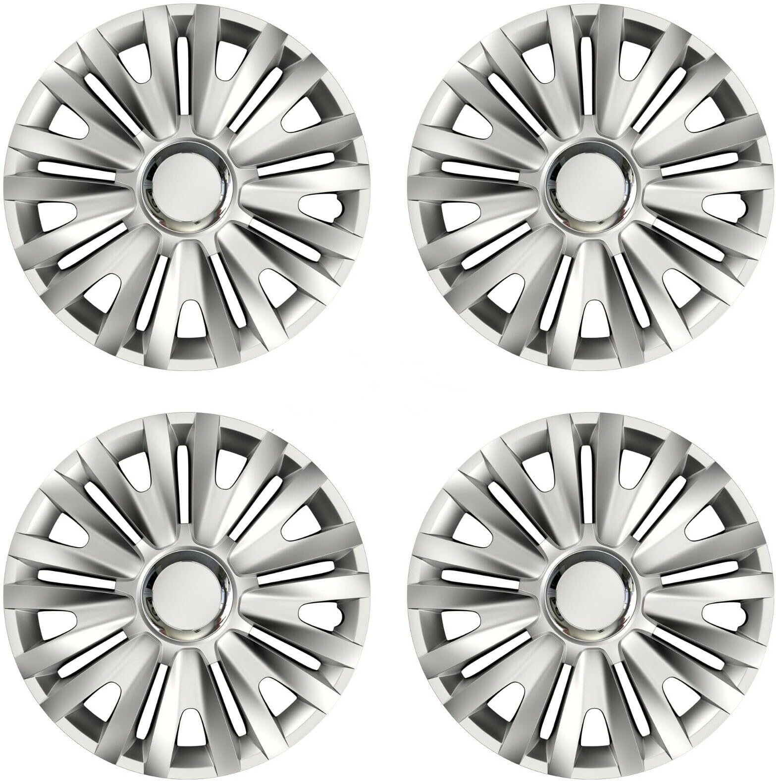 Shield Autocare © Car Wheel Trims 15" Hub Caps Plastic Covers Set of 4 Royal RC Silver Wheel Trims_F958