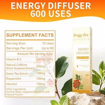 Puffiair Herbal Diffuser Pen, Nicotine Free Energy Boost