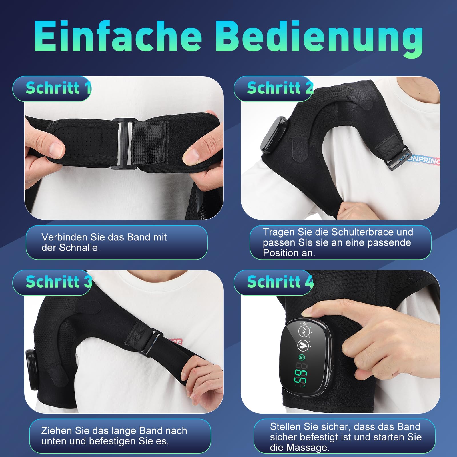 MOAJAZA Beheizte Schulterbandage für Damen und Herren, Schultermassagegerät, Schulterheizkissen für Nacken und Schulter tiefes Problem