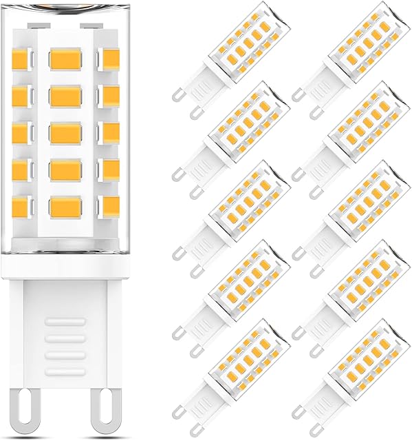 ROMKE G9 LED Bulbs, 3W 320lm Warm White 3000K, Equivalent to 28W 40W G9 Halogen Bulbs, No Flicker LED G9 Bulbs, Energy Saving G9 Light Bulb, Non Dimmable, 220-240V AC, Pack of 10